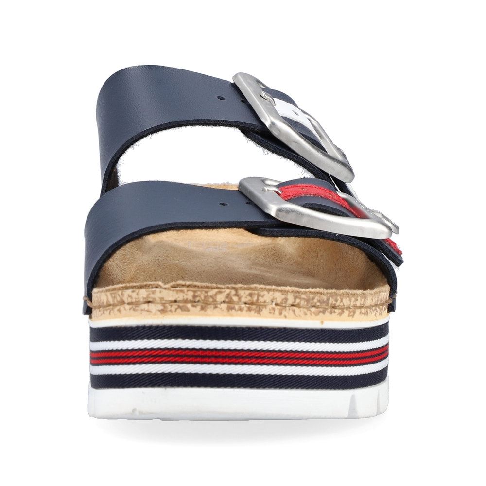 Rieker Damen Pantoletten marineblau Plateausohle S13  69550-14 