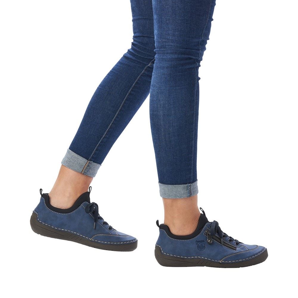 Rieker Antistress Damen Schnürhalbschuh blau S22 52573-14 38 | jeans/schwarz | F