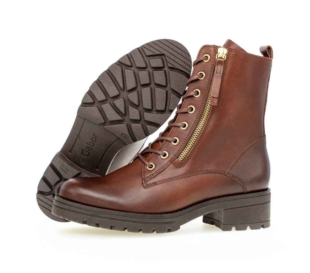 Gabor Schnürstiefelette Leder Wechselfußbett braun S22 92.785.55 6,5 | sattel/EF(Fl/go | G