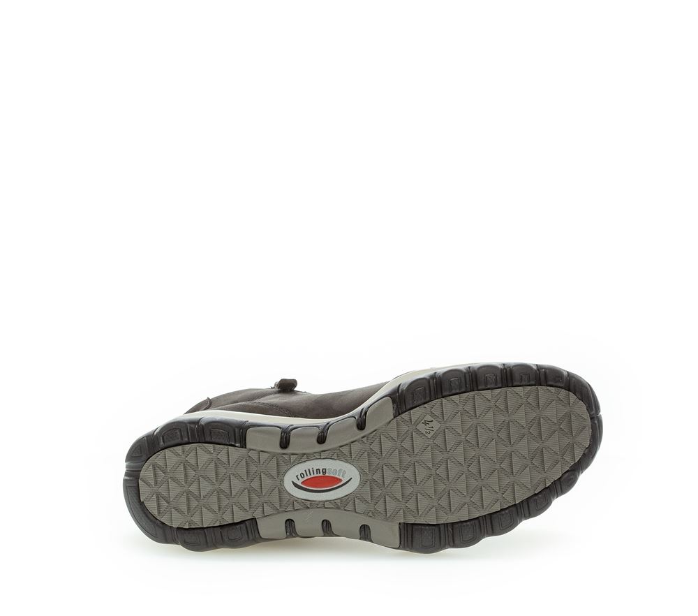 Gabor rollingsoft Schnürstiefelette Rauleder Wechselfußbett grau S22 96.868.39 5 | dark-grey (Mel. | 