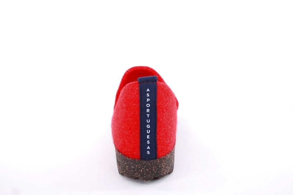 ASPORTUGUESAS City Round Toe Schuh Damen Wolle Kork- Sohle vegan rot  S22 P018003049 