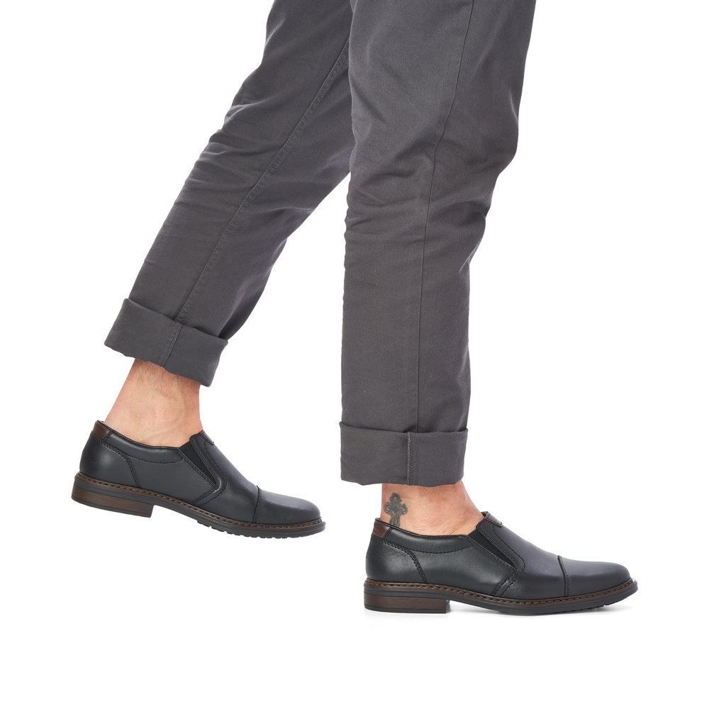 Rieker Antistress Herren Slipper Leder klassisch schwarz S13 17659-00 