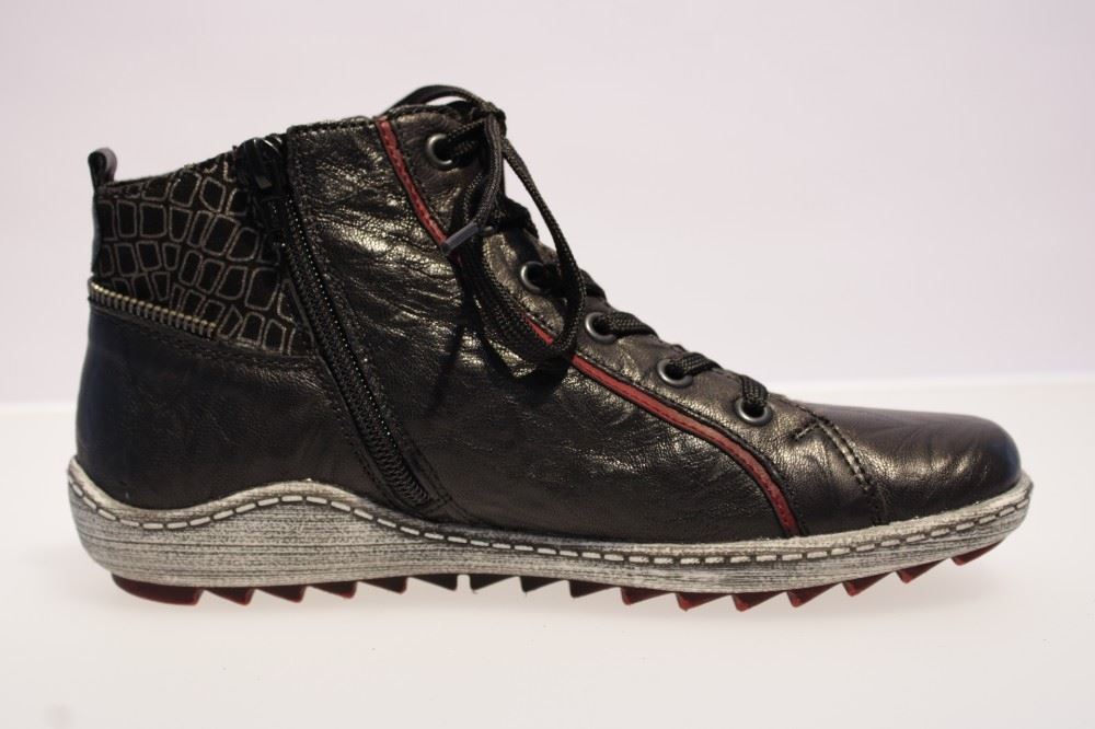 Remonte Sneaker Schnürstiefel Leder Reißverschluss R1494 