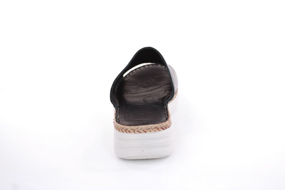 PETER ERIKSON Damen Pantolette Leder Comfort- Fußbett weiß, schwarz S13 231536 