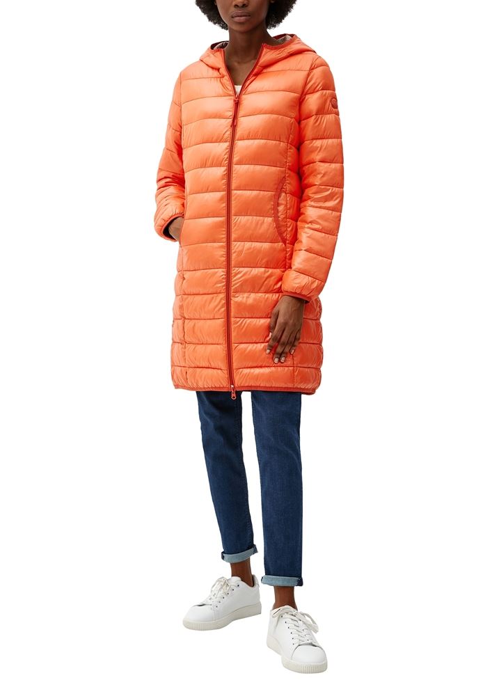 QS designed by leichter Steppmantel mit Kapuze gelb, orange, blau,grau ,schwarz S22  2115488 M | 9858 GREY/BLACK | 