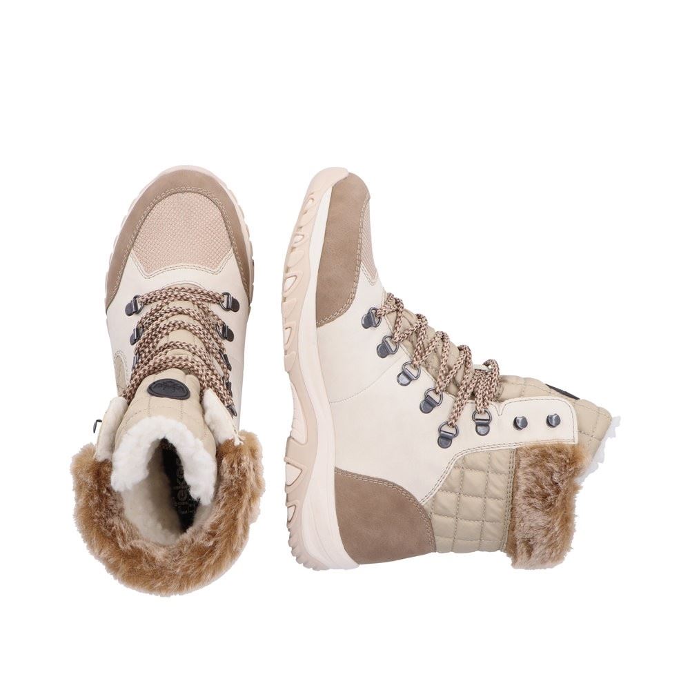 Rieker Antistress Schnürstiefel Schnürboot TEX- Membran kuscheliges Warmfutter Wechselfußbett beige S22 M9644-60 