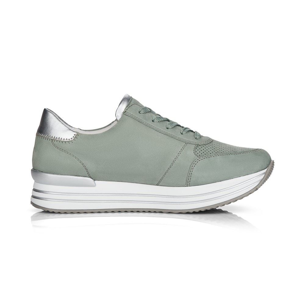 Remonte Sneaker Schnürer Reißverschluss Leder grün softfoam D1310-52 