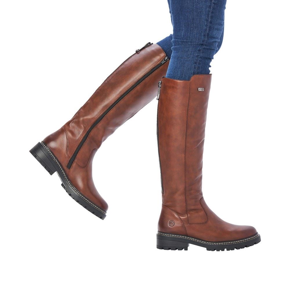 Remonte Damen Langschaft- Stiefel Leder TEX- Membran Warmfutter braun S22 D0B72-22 42 | chestnut/moro | G