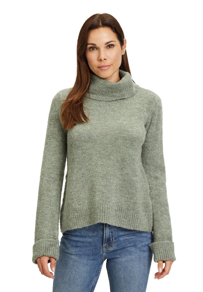 Betty Barclay Pullover großer Kragen beige grün rot S22 57621183 