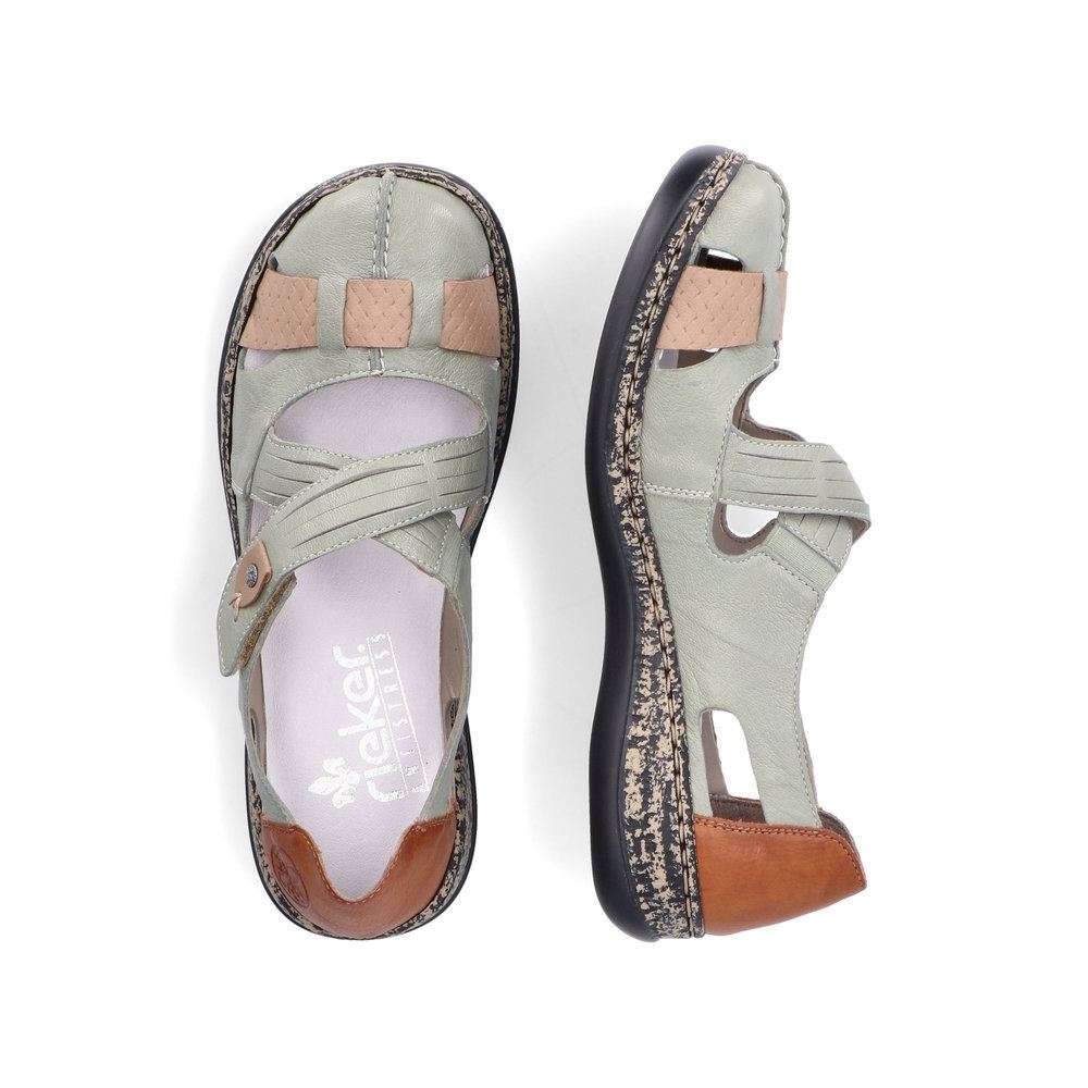 Rieker Antistress Damen Ballerina Klettverschluss Riemchen grün S13 46368-52 