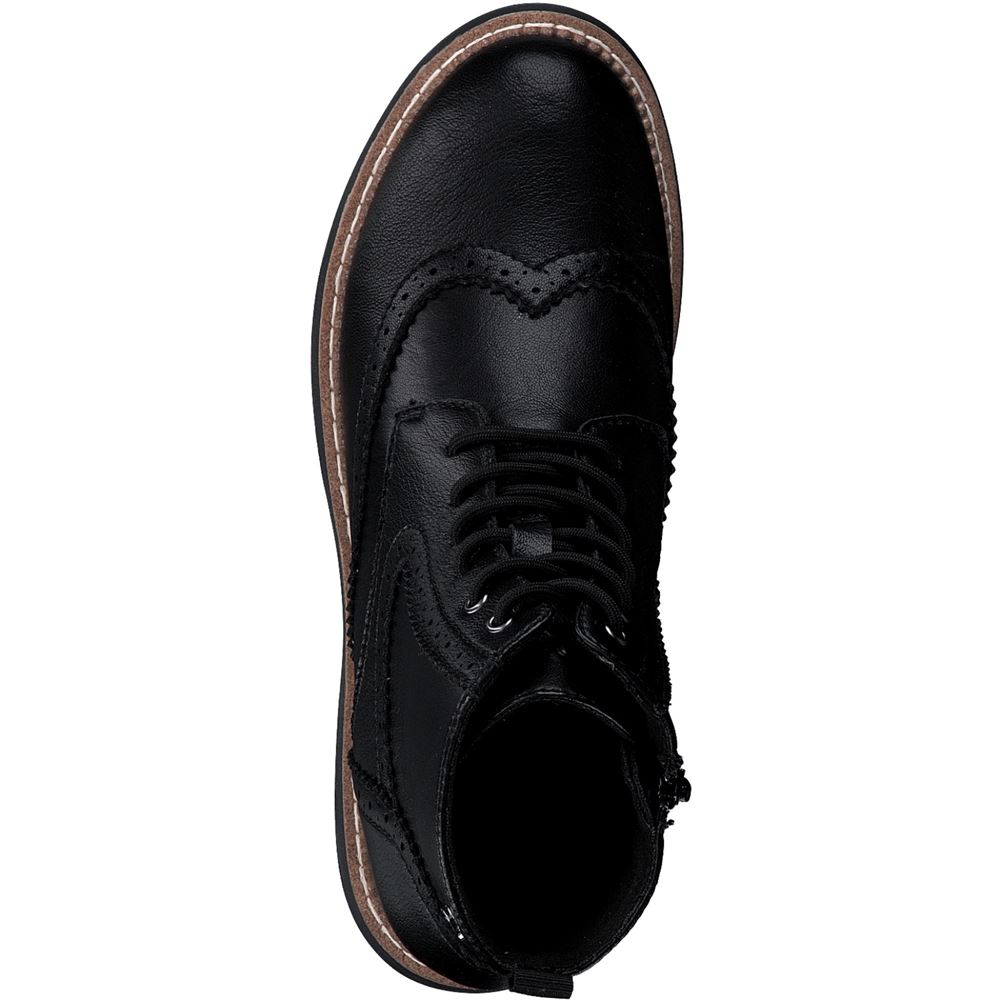 s.Oliver Schnürboots Lackoptik Brogue - Style blau, schwarz S22 5-5-25465-39 40 | 001 BLACK | 