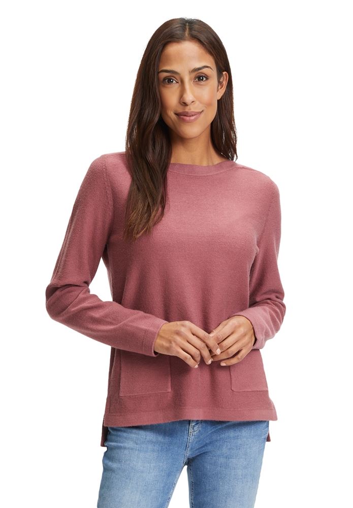 Betty Barclay Strickpullover U- Boot Ausschnitt aufgesetzten Taschen grau, rot,blau S22 57951026 36 | 8039 Pacific Co | 