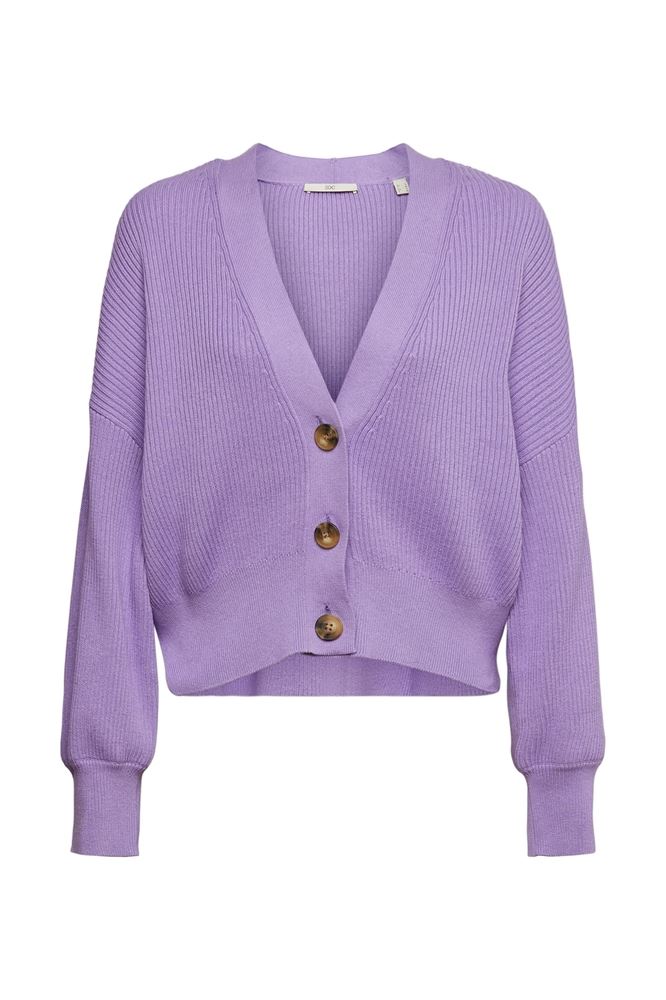 EDC Strick- Cardigan Knopfleiste V- Ausschnitt Boxy-Schnitt blau, lila S12  992CC1I317 