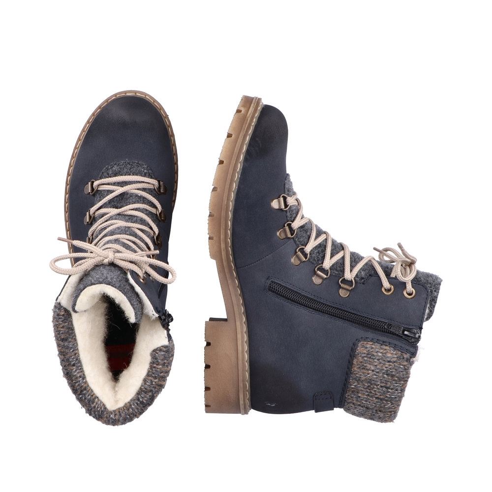 Rieker Antistress Schnürstiefel Boots Lammwolle TEX-Membran  blau S21  Y9131-14 41 | pazifik/anthraz | F