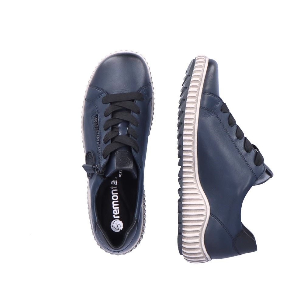 Remonte Damen Schnürschuh Sneaker Leder Wechselfußbett blau S22 R8201-14 37 | pazifik/schwarz | G