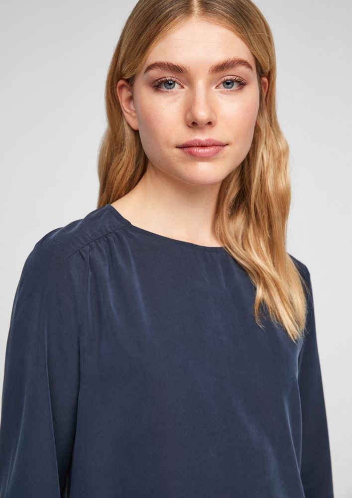 s.Oliver Bluse Langarm Rundhals Rippbündchen S20 2056581 