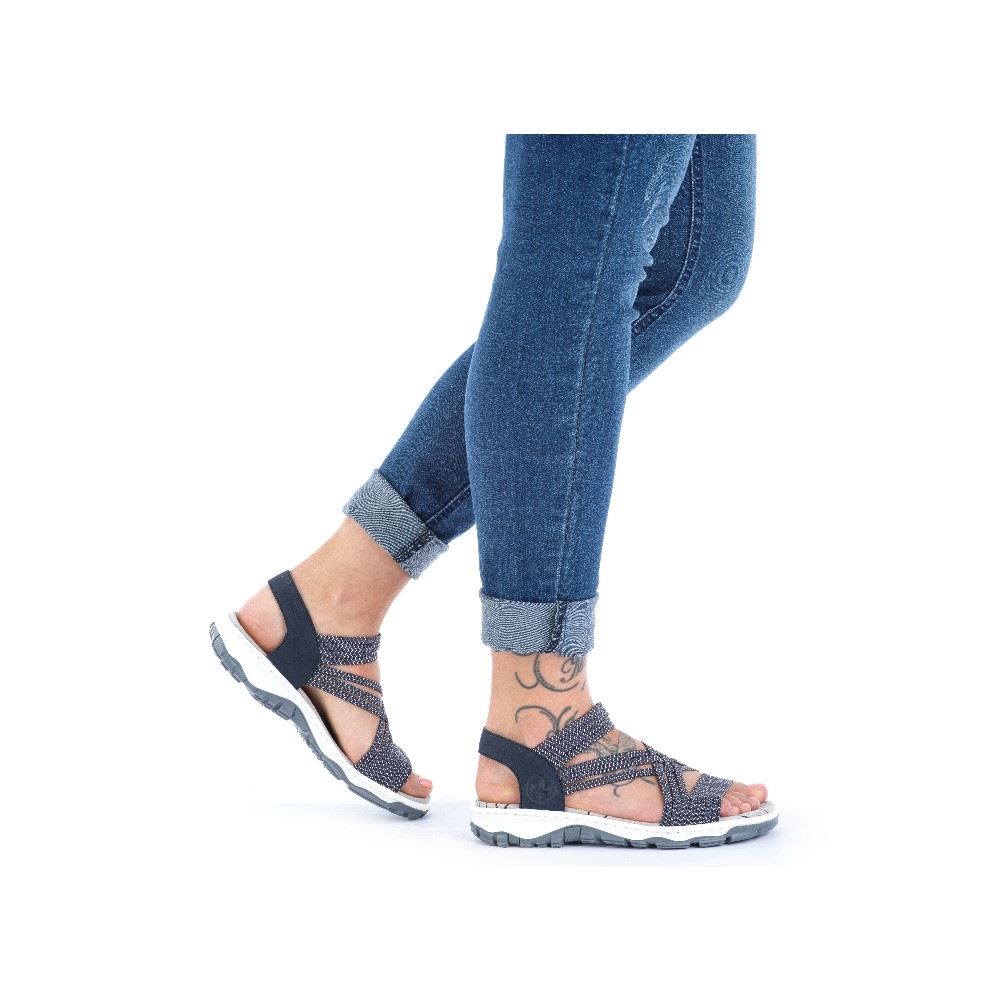 Rieker Damen Trekkingsandale 68888-14 39 | pazifik-weiss/p | E