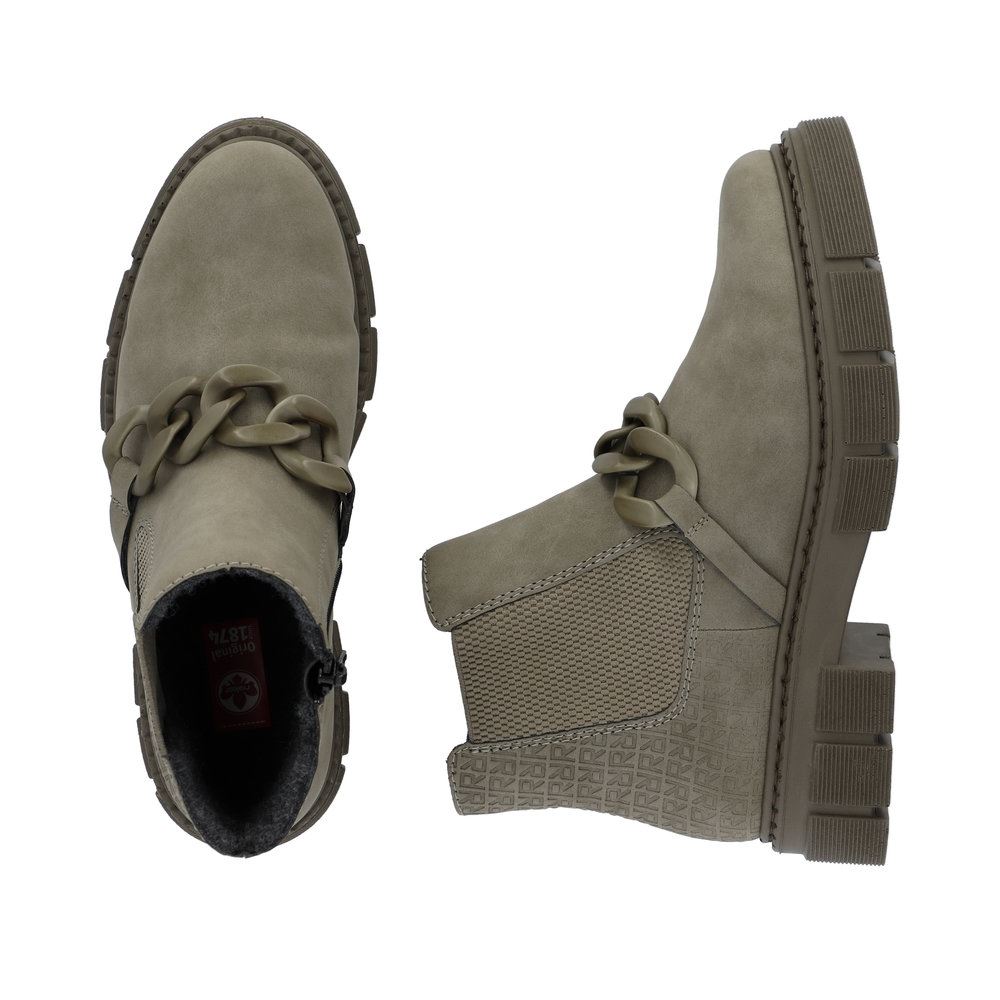 Rieker Antistress Damen Chelsea- Boots Kettendetail grün S23 M3873-52 
