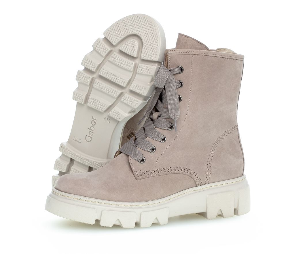 Gabor Bikerboot Schnürboot Rauleder Wechselfußbett grau S22 91.730.12 6 | leinen (dust) | F