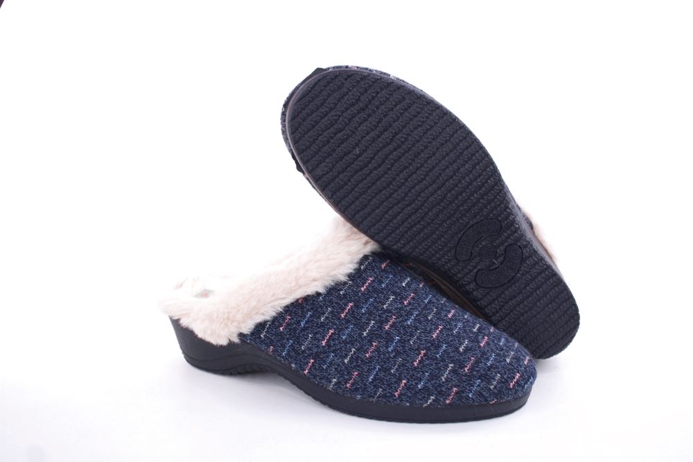s`knöpfli Damen Hausschuh Pantolette blau S22 K28179 36 | azul beig | 