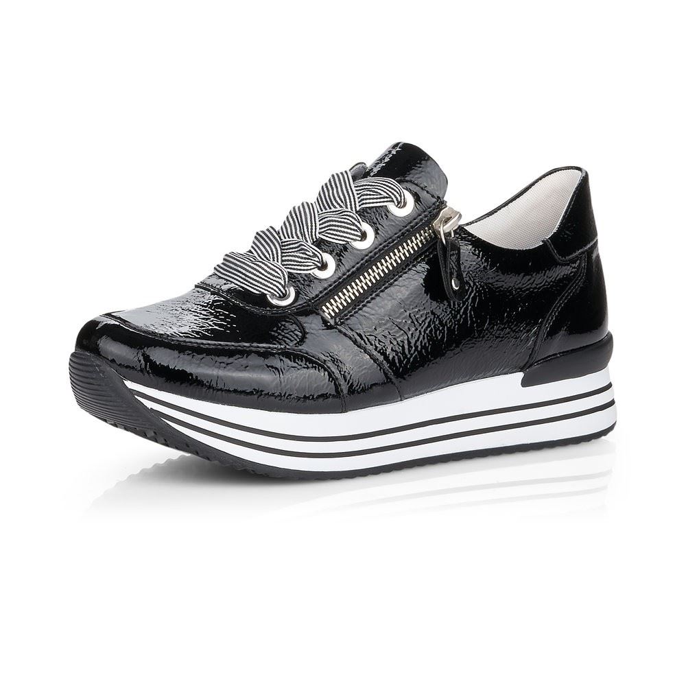Remonte Sneaker Leder Reißverschluss schwarz softfoam D1302-02 42 | nero/black | G