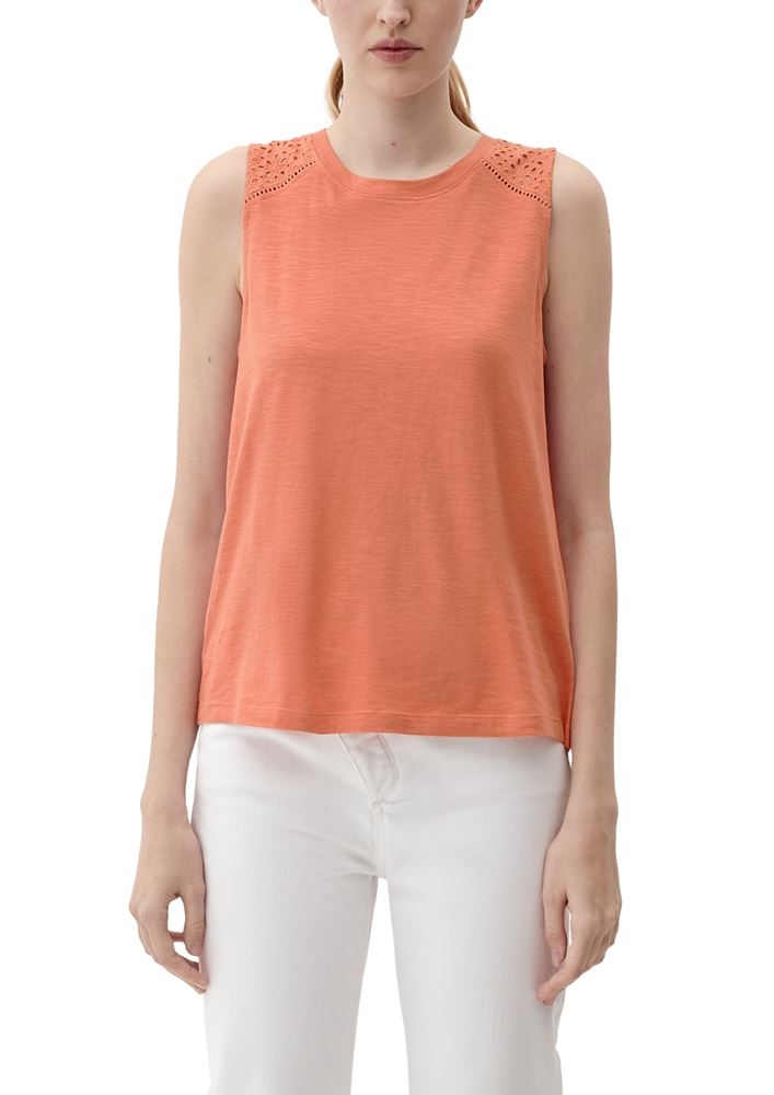 s.Oliver Top mit Lochstickerei weiß, orange, grün, schwarz S13  2129260 