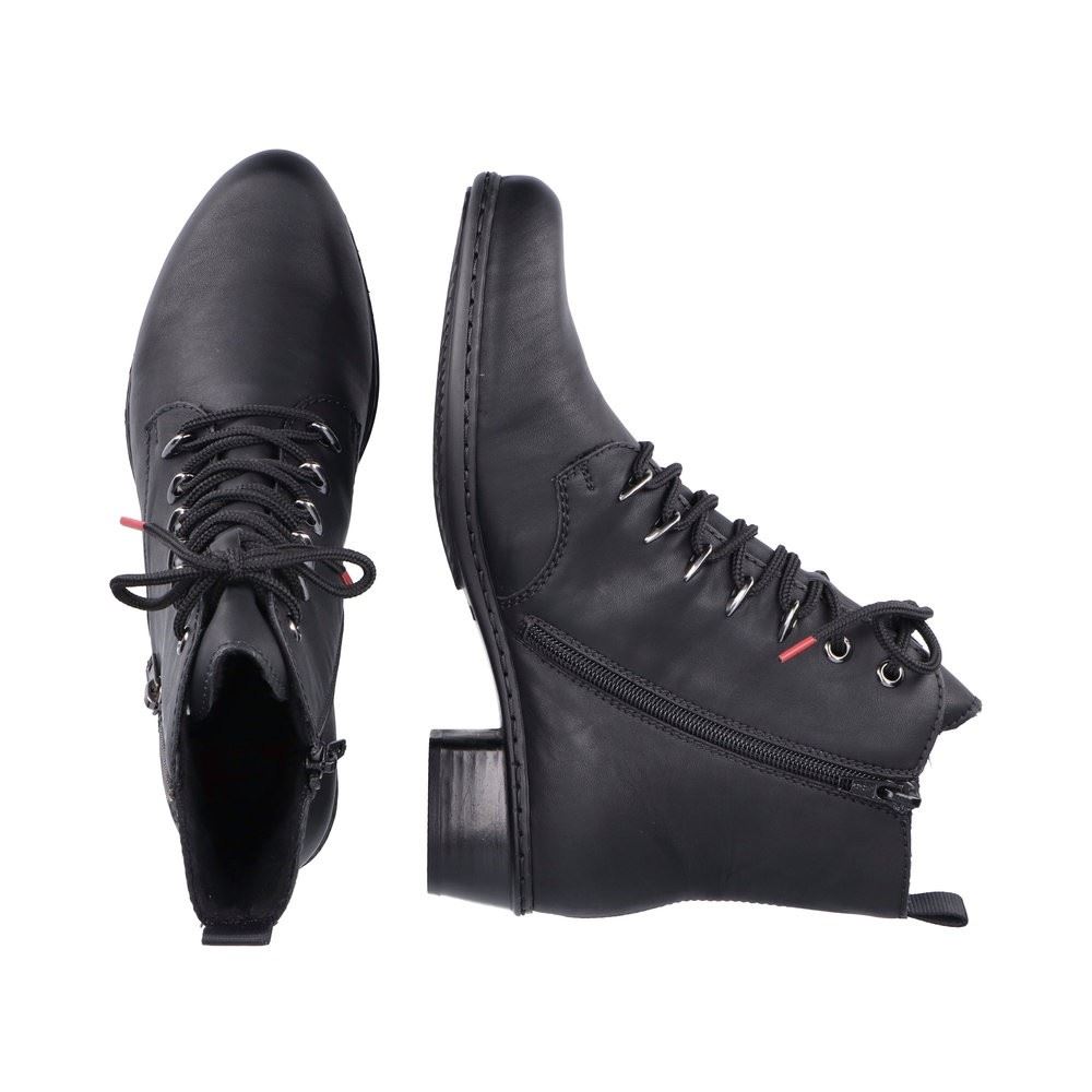 Rieker  Antistress Damen Stiefelette Zierreißverschluss Karomuster schwarz S22 Y0700-01 41 | schwarz/schwarz | F