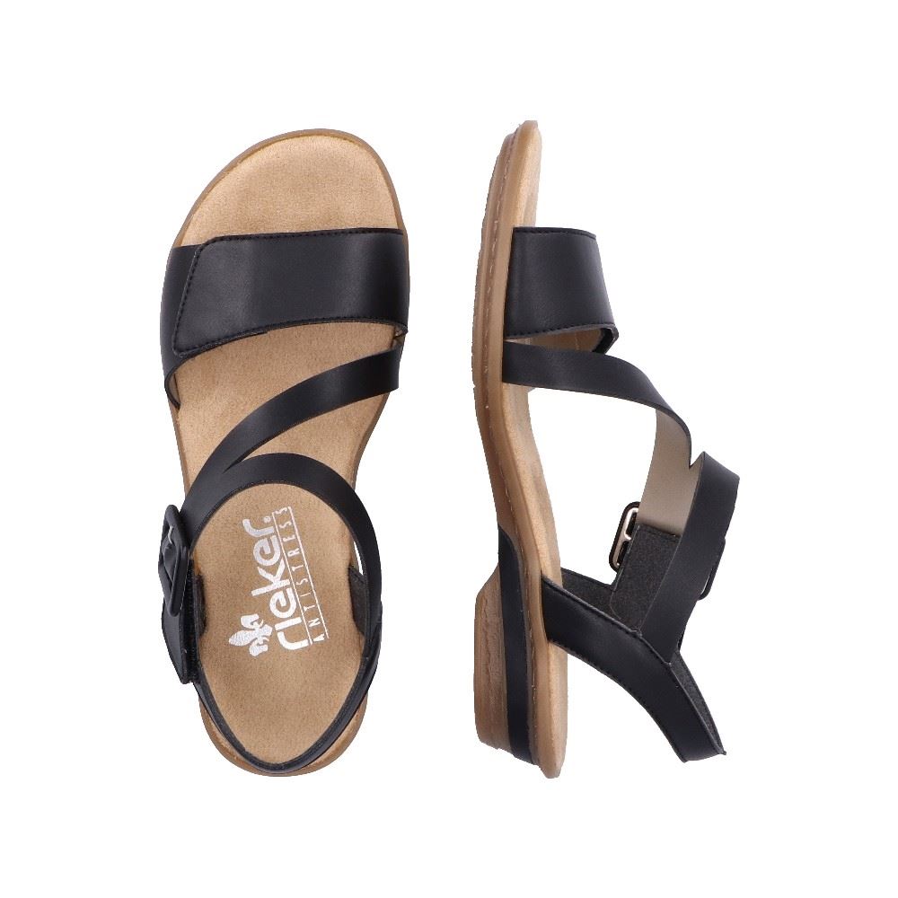 Rieker Antistress Sandalette Riemchen Klettverschluss schwarz S12 63460-00 