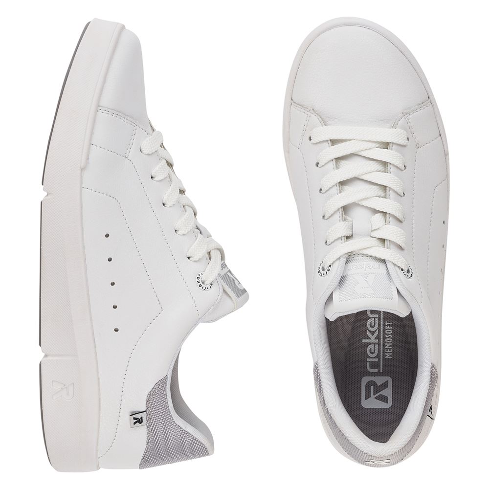 Rieker R- Evolution Sneaker Halbschuh Leder weiß S12 41902-80 36 | weiss/cement/we | F