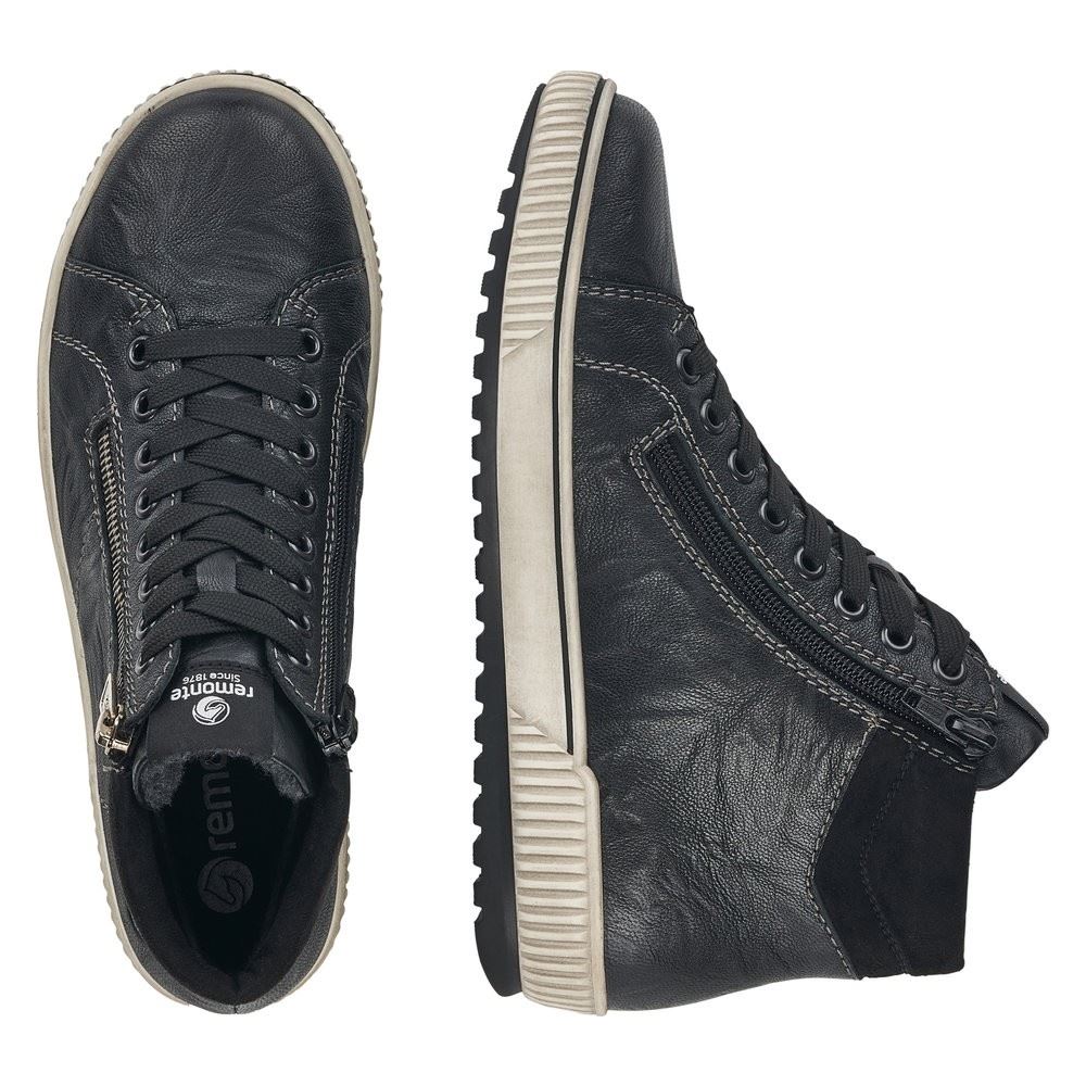 Remonte Damen Schnürschuh Sneaker High Leder TEX- Membran schwarz S22  D0772-01 38 | schwarz/schwarz | G