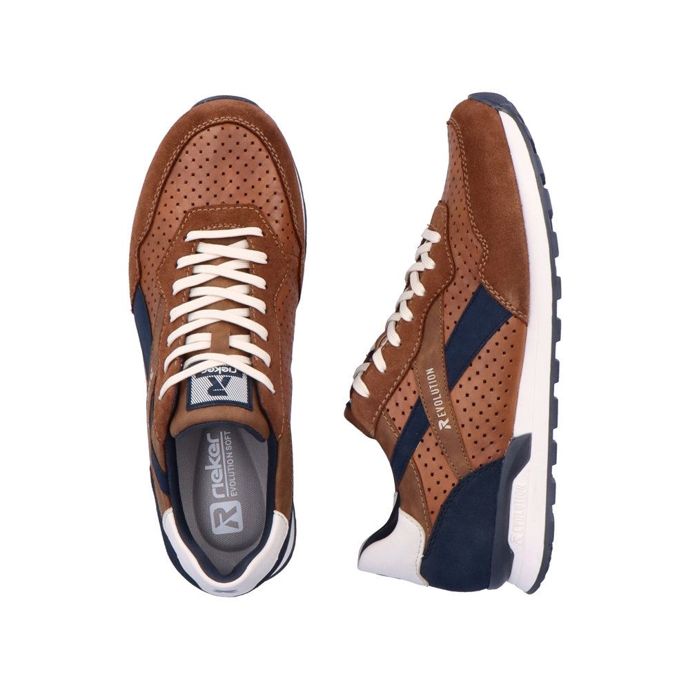 Rieker Evolution Herren Sneaker Halbschuh Leder Wechselfußbett durchbrochen braun S13 U0302-24 