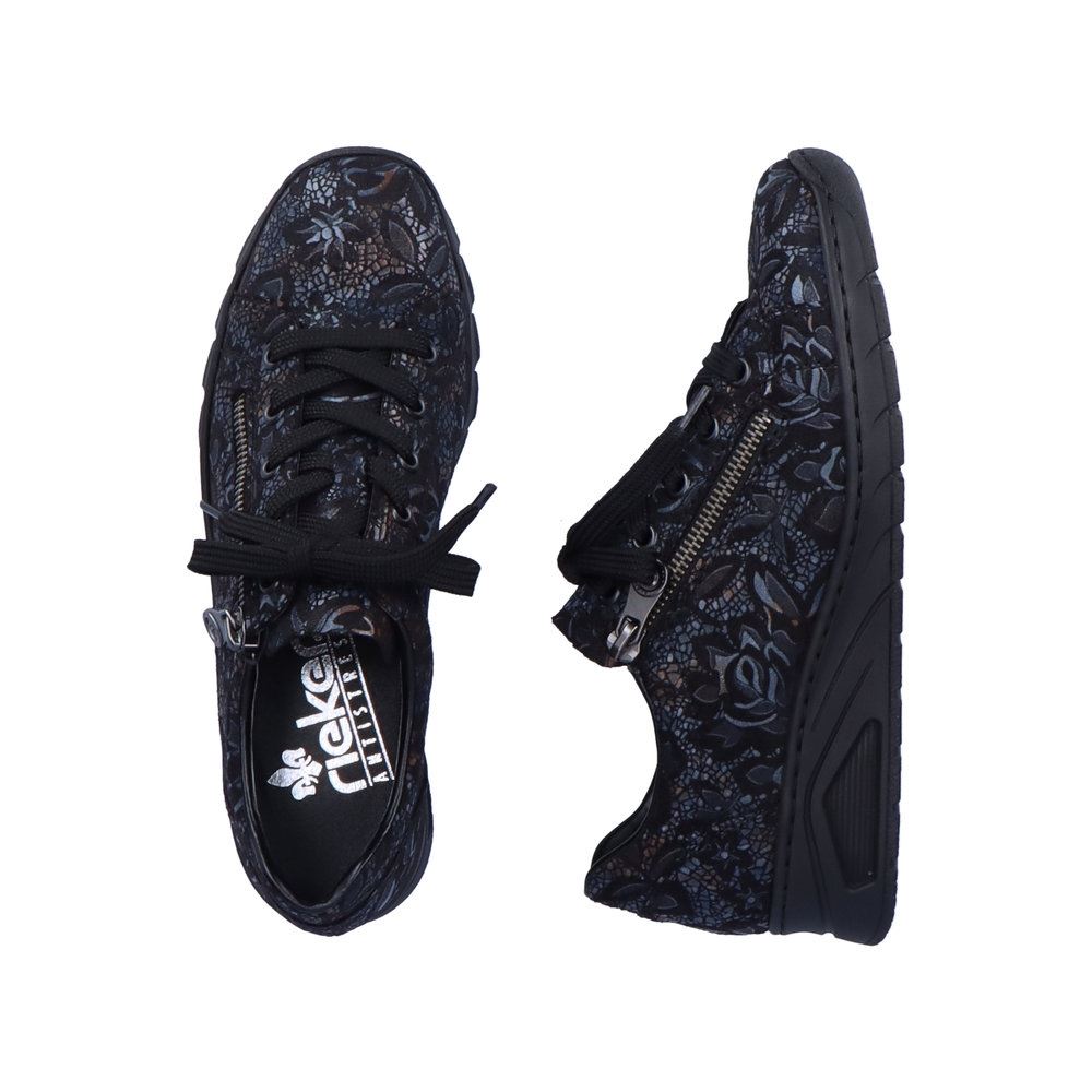 Rieker Damen Schnürschuhe schwarz-metallic S23 N3302-90 
