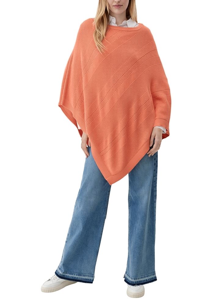 s.Oliver Strickponcho aus Viskosemix weiß, blau, orange S13  2128002 