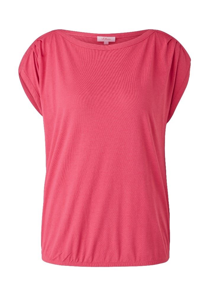 s.Oliver T - Shirt mit Faltendetail U - Boot - Ausschnitt Raffung uni S12 2115756 