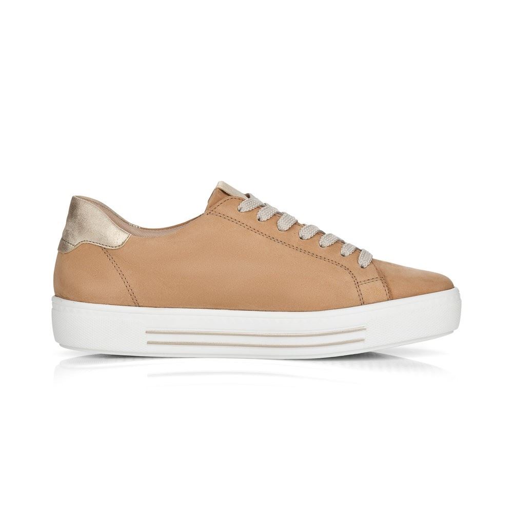 Remonte Schnürhalbschuh Sneaker Leder Reißverschluss sand beige softfoam D0903-60 39 | sand/muschel | G
