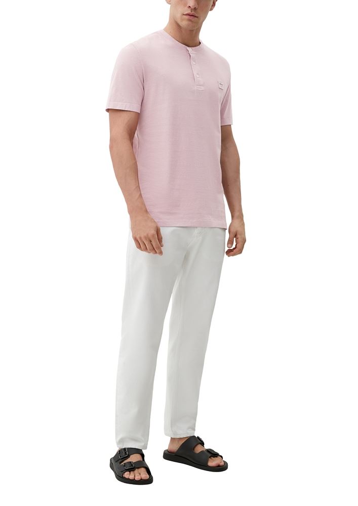 s.Oliver Herren T-Shirt mit Henley-Ausschnitt blau, rosa, weiß S13   2133166 