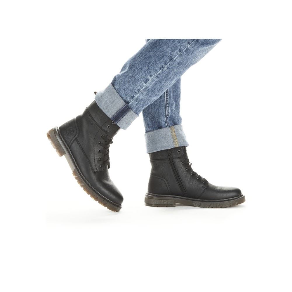 Rieker Antistress Herren Stiefel Schnürboots Leder schwarz S22 31602-00 