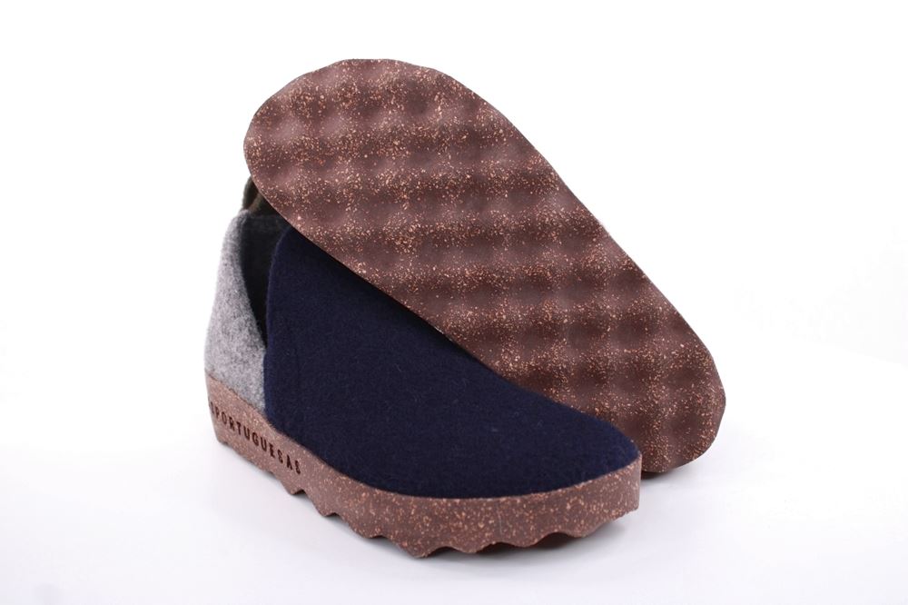 ASPORTUGUESAS City Round Toe Schuh Damen Wolle Kork- Sohle vegan grau S22 P018086011 