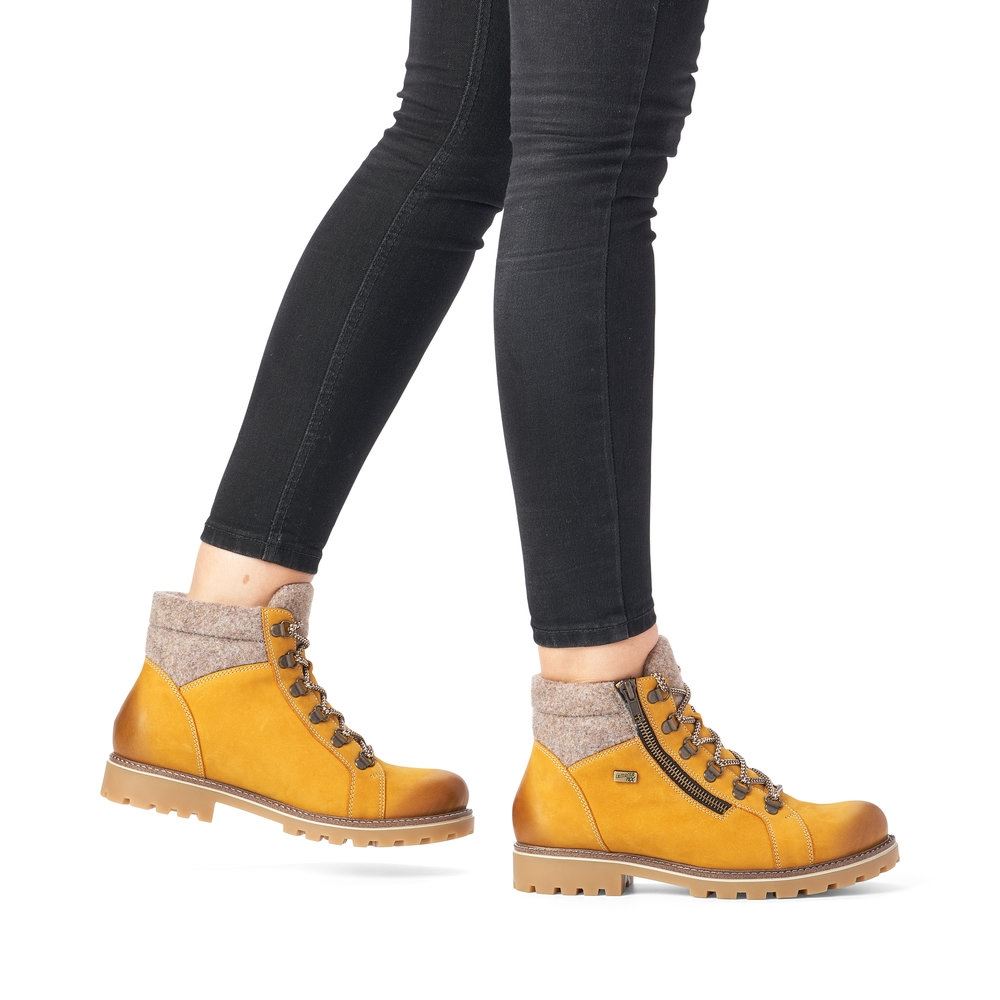Remonte Damen Schnürboot Schnürstiefelette TEX-Membran gelb S21 D7478-68 36 | mais/wood | F