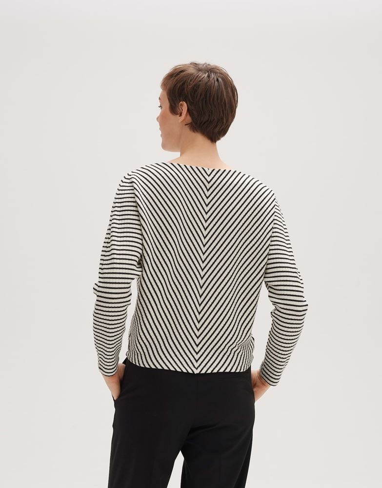 OPUS Sweater Gavna gestreift Fledermausarm Viskosemix blau, schwarz S13 10143611078100 40 | 900 black | 