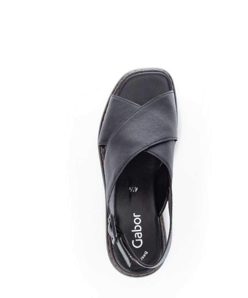 Gabor Plateau Sandale schwarz Leder 84.711.27 5,5 | schwarz (cognac | F
