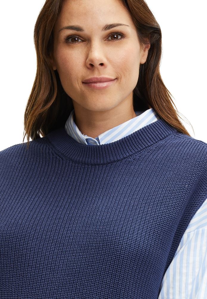 Betty Barclay Strickpullover Ärmellos blau und beige S22 58021081 