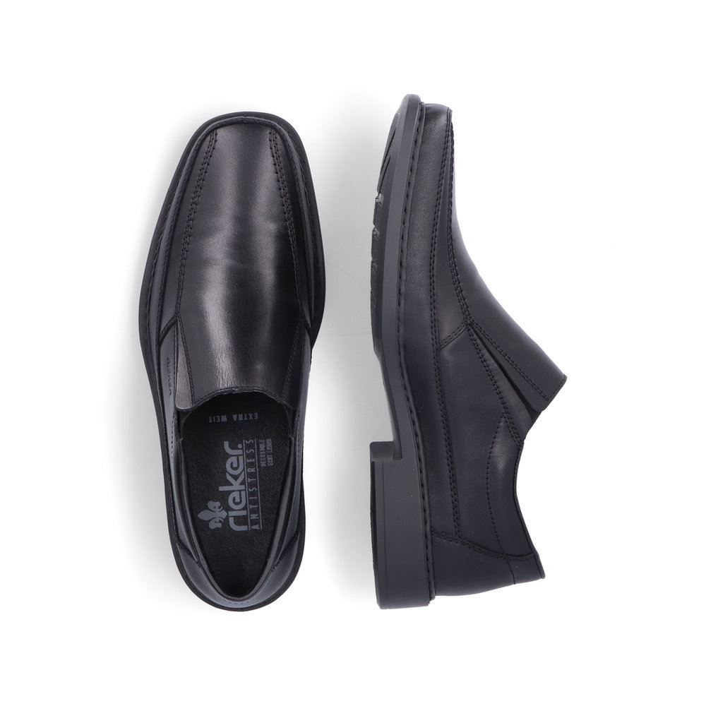 Rieker Antistress Herren Slipper elegant Leder Extraweite- H schwarz S13 B0873-00 