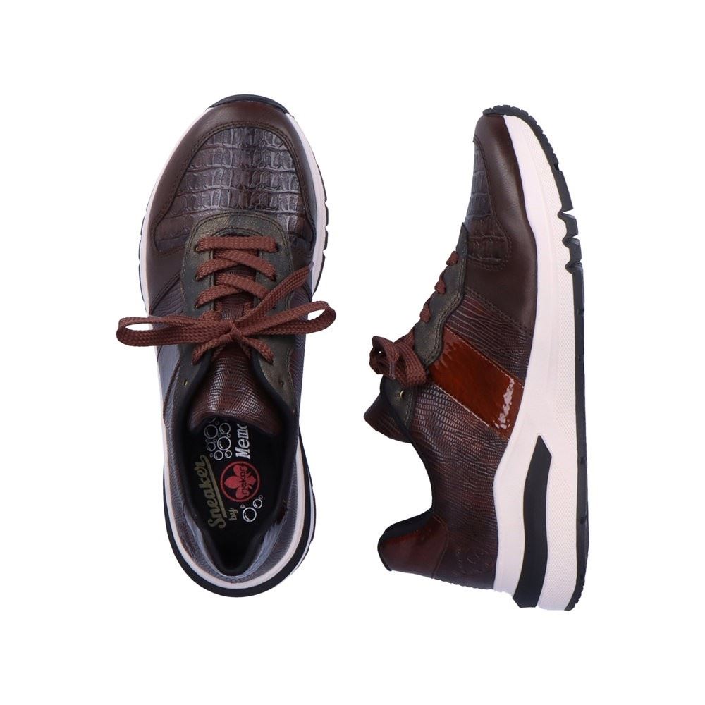Rieker Antistress Damen Schnürhalbschuh Sneaker Keilsohle Wechselfußbett braun S22 M6602-25 