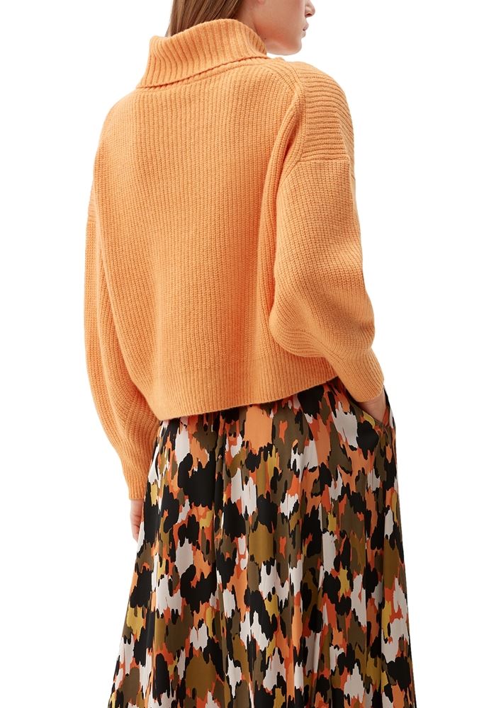 s.Oliver Pullover Rippstruktur Rollkragen weiß,orange, grün, schwarz S22 2120703 