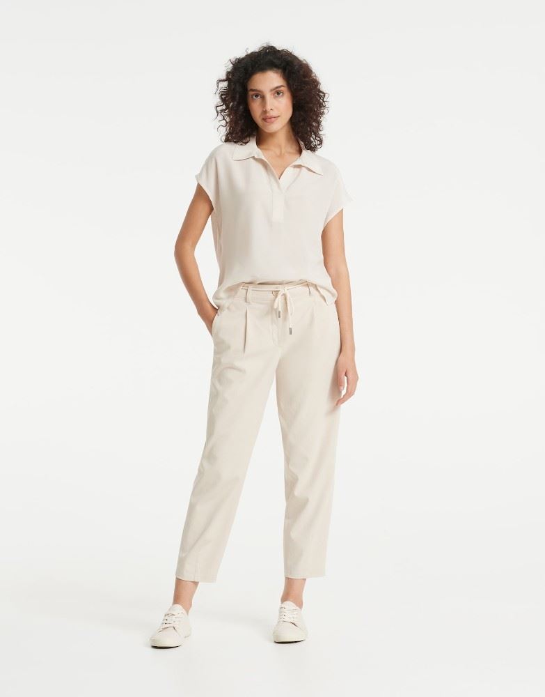 OPUS Shirt Sylvaino Blusenkragen beige grün S12  1003899206100 