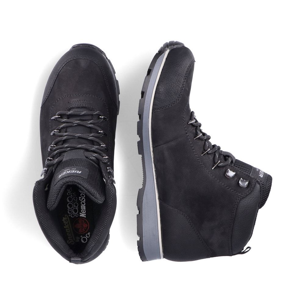 Rieker Antistress Herren Schnürboots Rauleder schwarz S21  F5710-00 42 | schwarz/schwarz | G