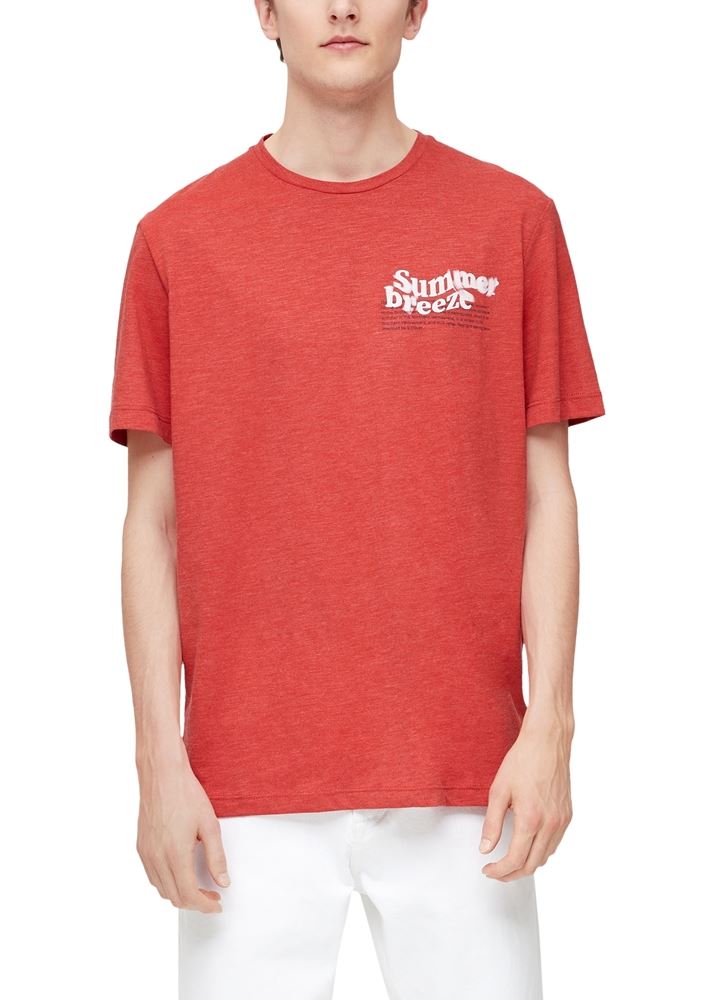 s.Oliver Herren Baumwollmix-Shirt mit Frontprint weiß, rot, blau S13  2131554 