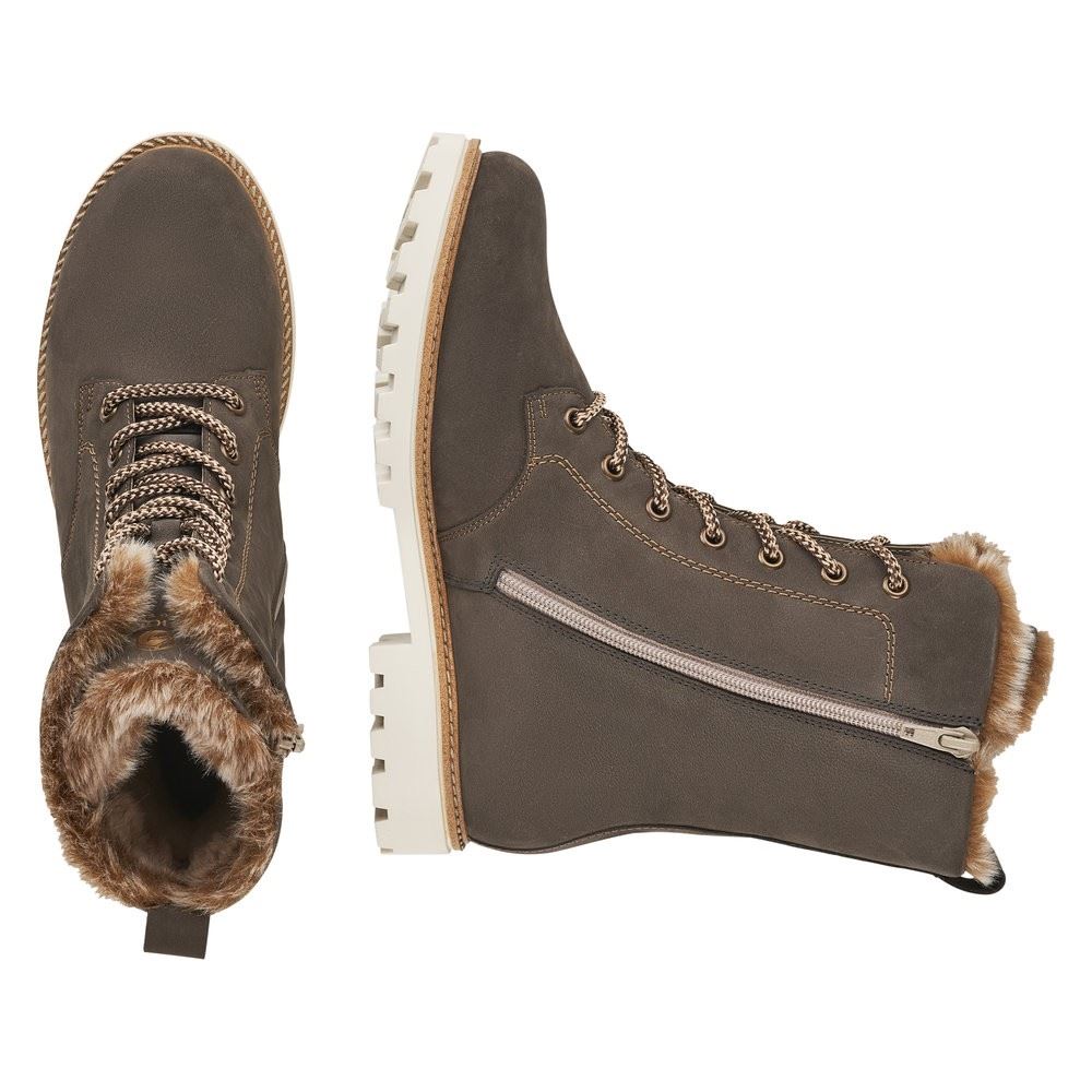 Remonte Damen Schnürstiefel TEX- Membran Wildleder Lammwolle  grau S22 D8476-45 36 | smoke/steppe | G