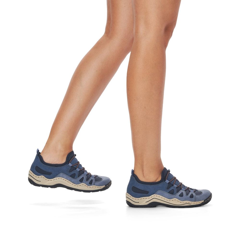 Rieker Antistress Damen Slipper sportlich herausnehmbarer Decksohle blau S13 L0546-14 